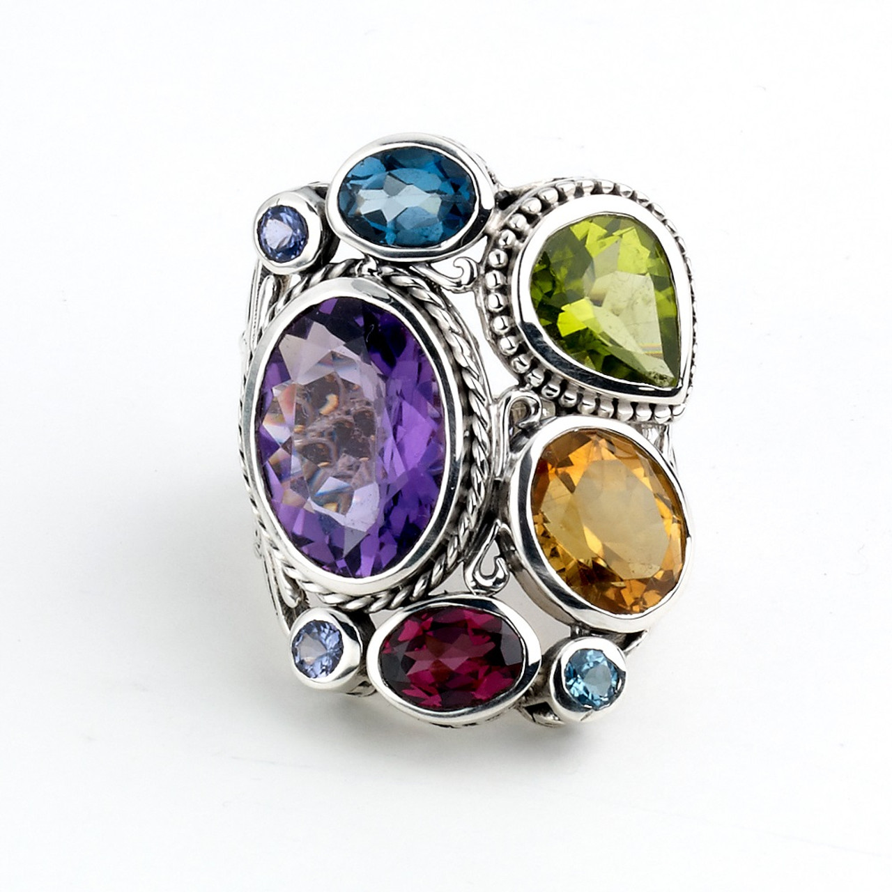 Sterling Silver Multi-Gem Ring by Sameul B
