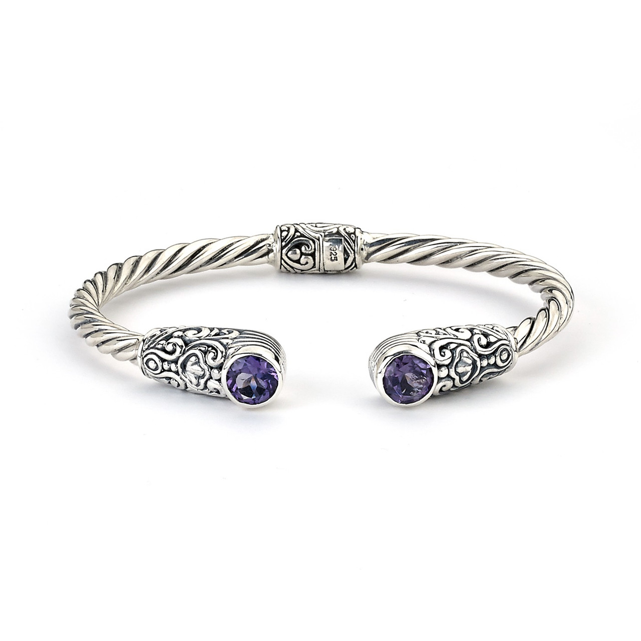 Samuel B. Amethyst and Sterling Silver Twisted Cable Bracelet