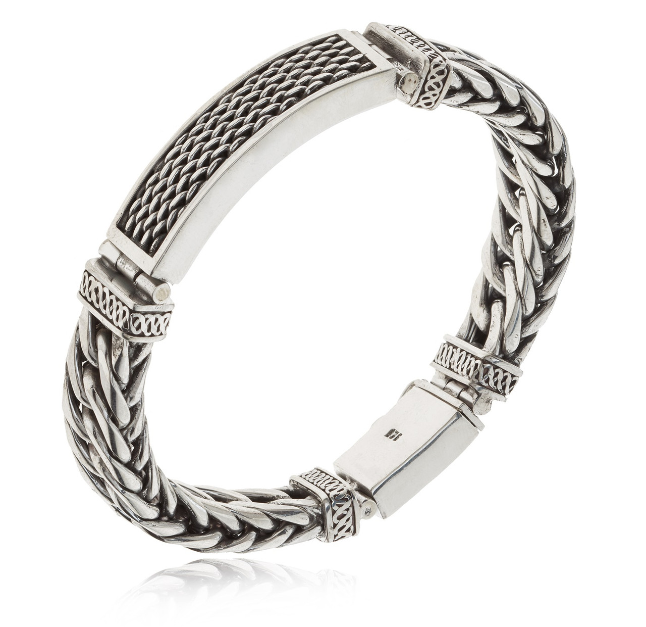 CLARA ANTI-TARNISH 92.5 STERLING SILVER BRACELET 8 INCH 15 GM GIFT FOR MEN  & BOYS - Minar Fashion Jewellery