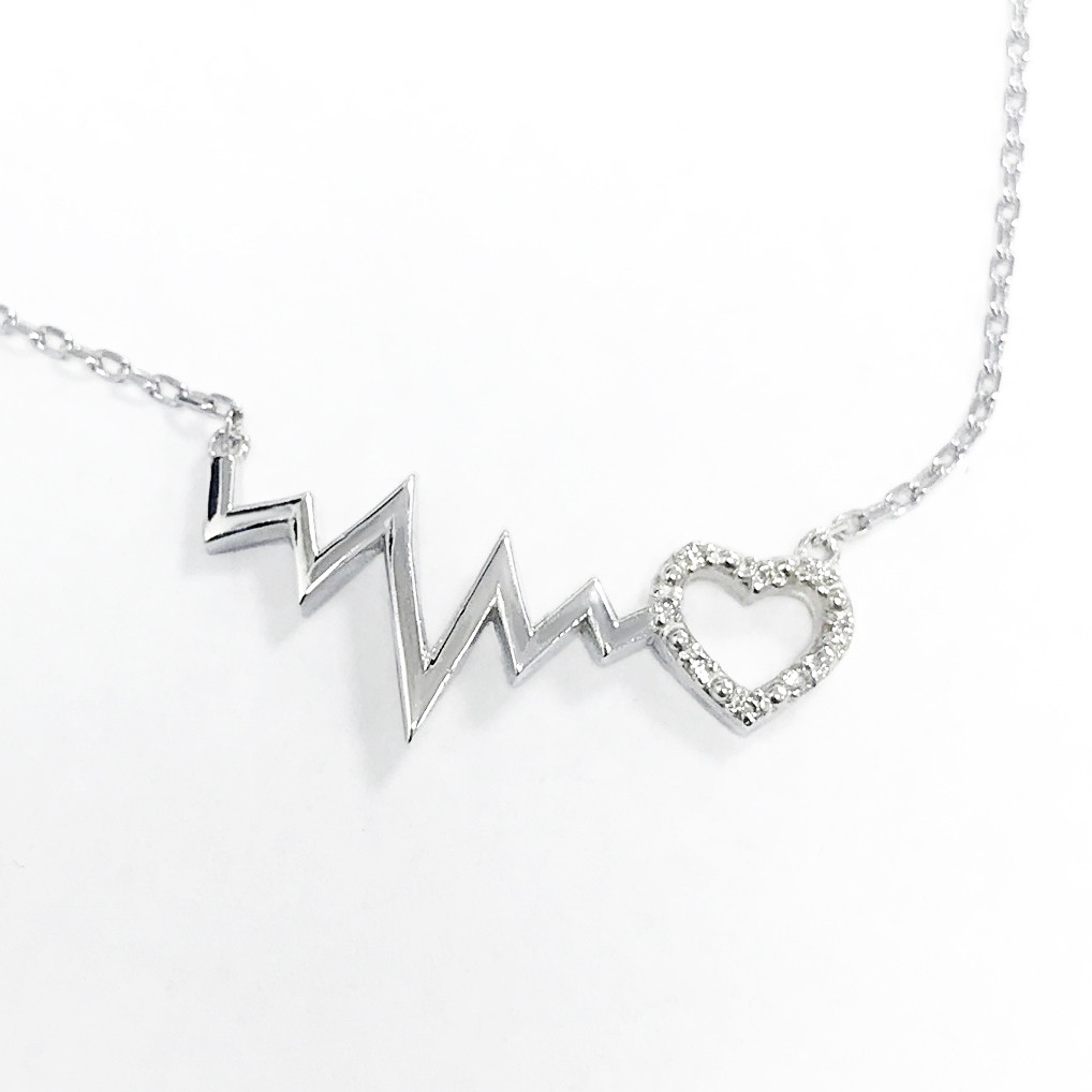 Diamond Accents Heartbeat Necklace