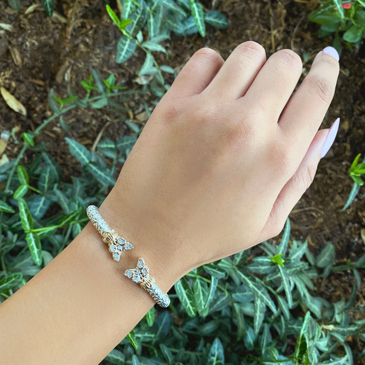 14K White Gold Butterfly Diamond Bracelet | David's House of Diamond