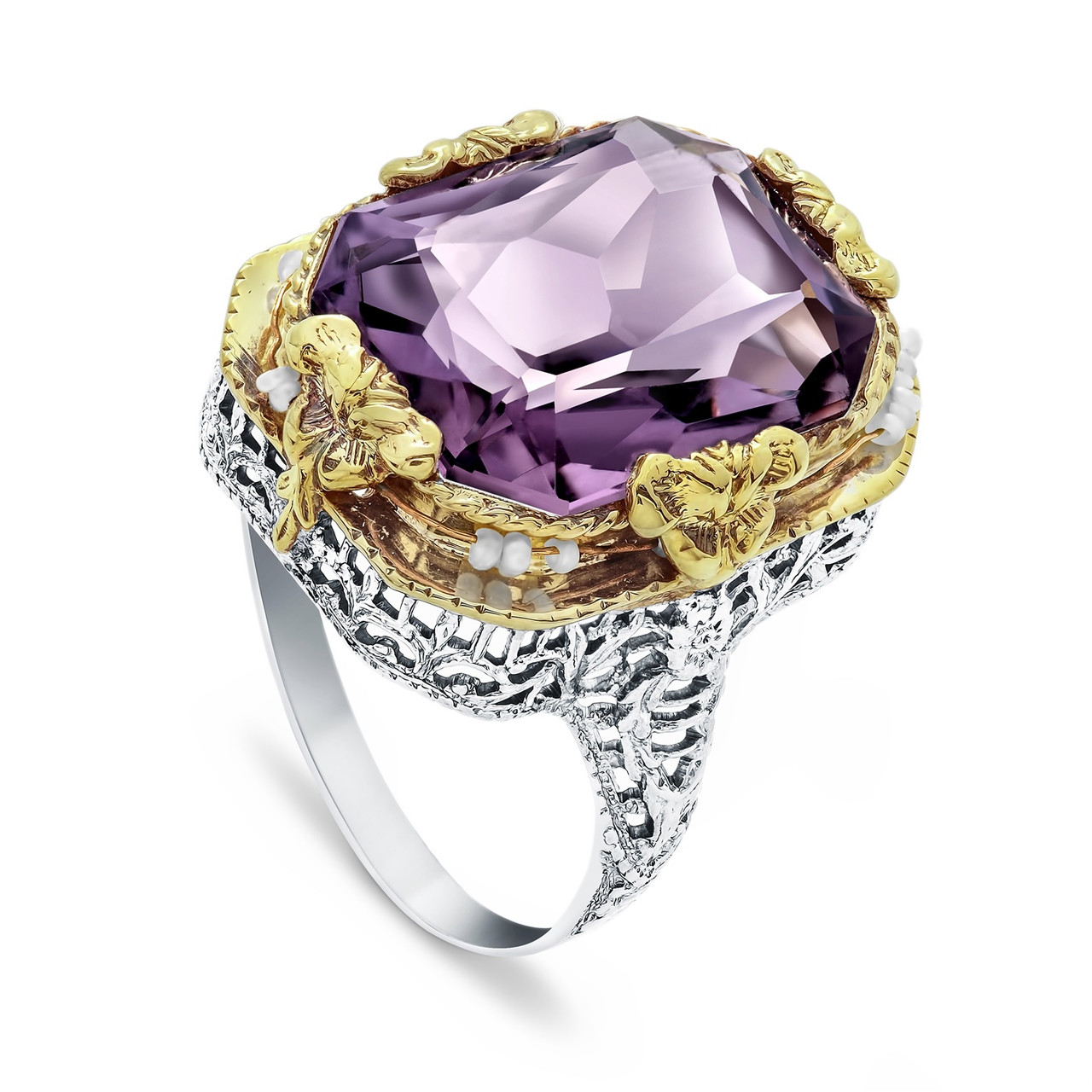 Vintage Amethyst Filigree Ring in 14K Gold