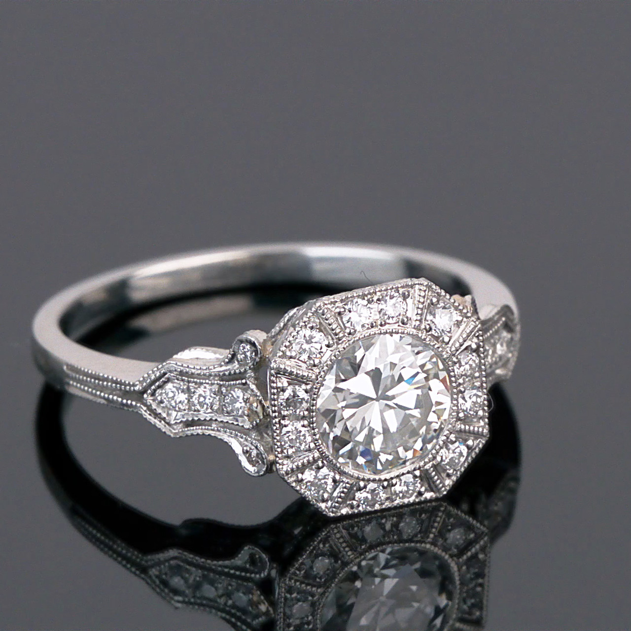 bezel set platinum diamond ring