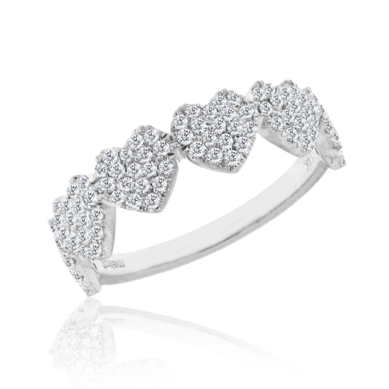 14K White Gold and Diamond Heart Band by Meira T