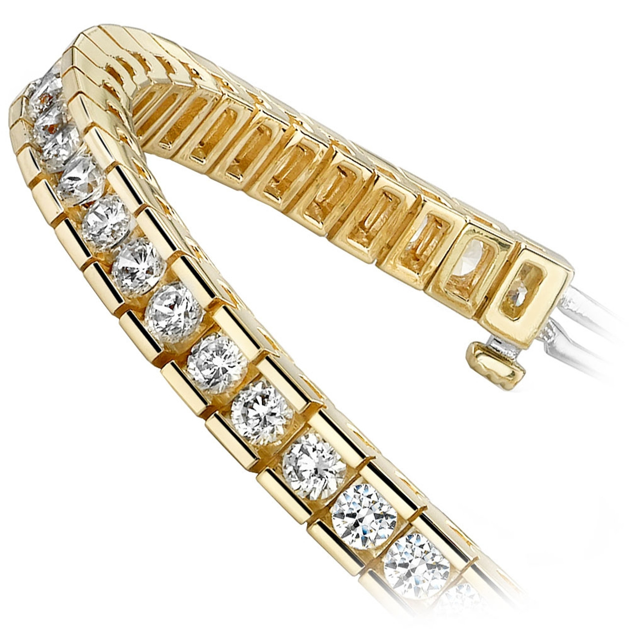 14K Yellow Gold Channel Set Diamond Tennis Bracelet - 4 ct Diamond Bracelet  Sale in Modesto