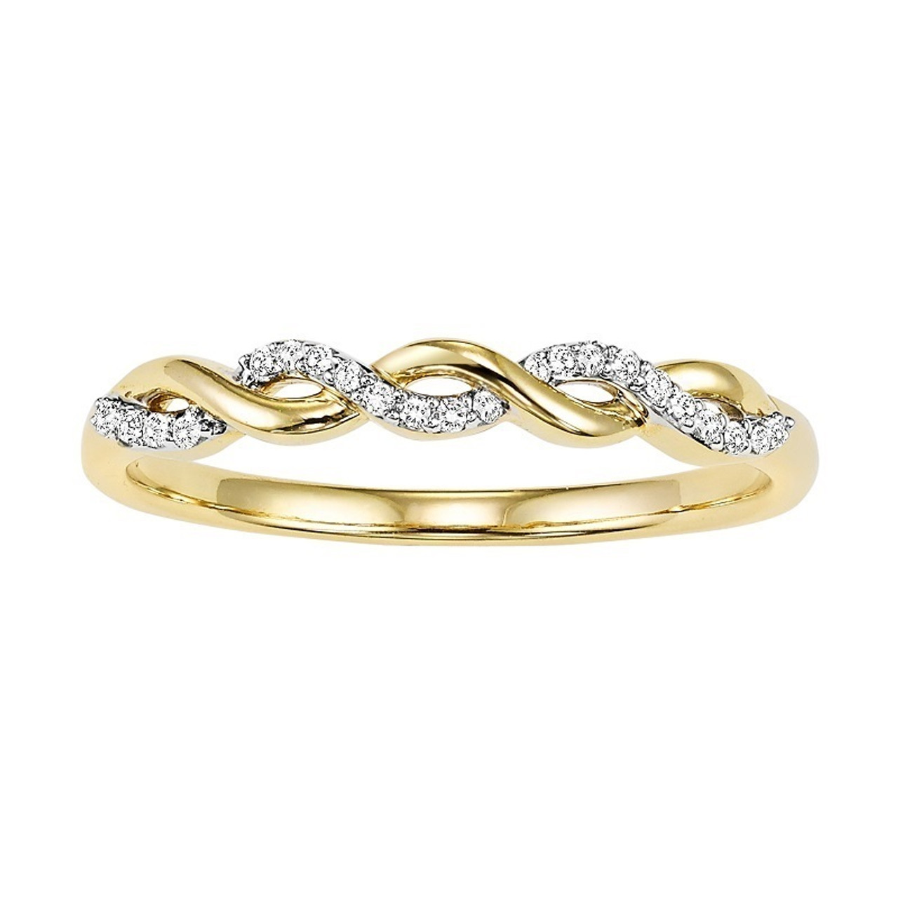 yellow gold diamond twist ring