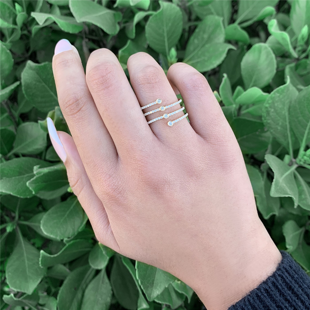 14k Yellow Gold & .37ctw Four Row Diamond Ring