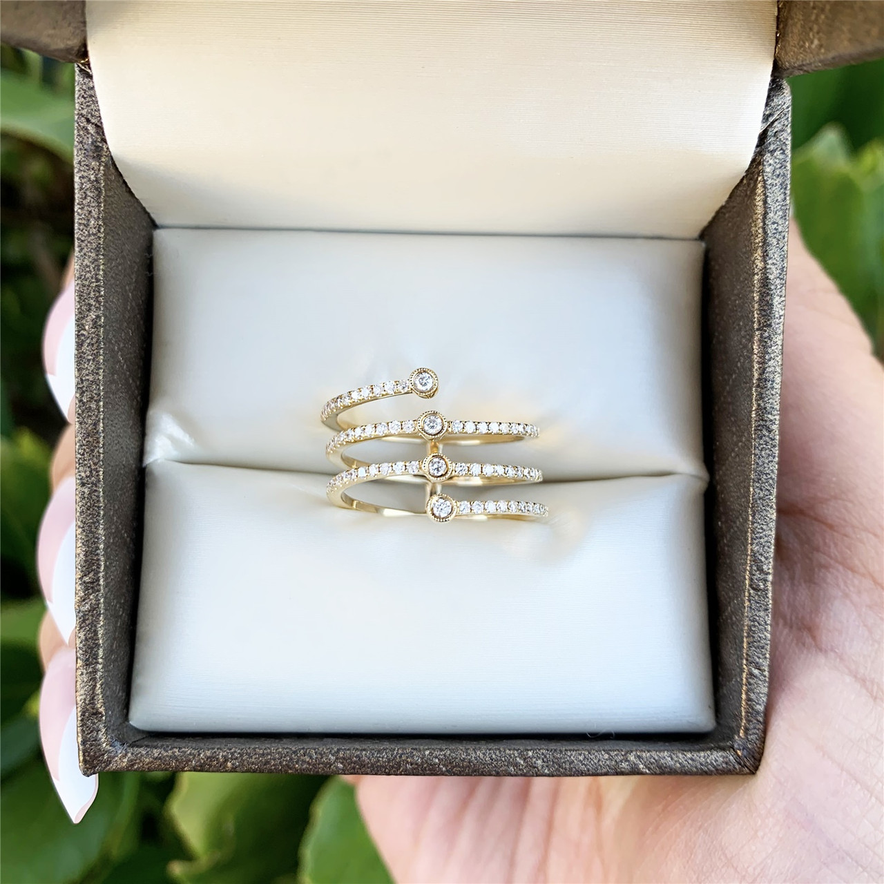 14k Yellow Gold & .37ctw Four Row Diamond Ring