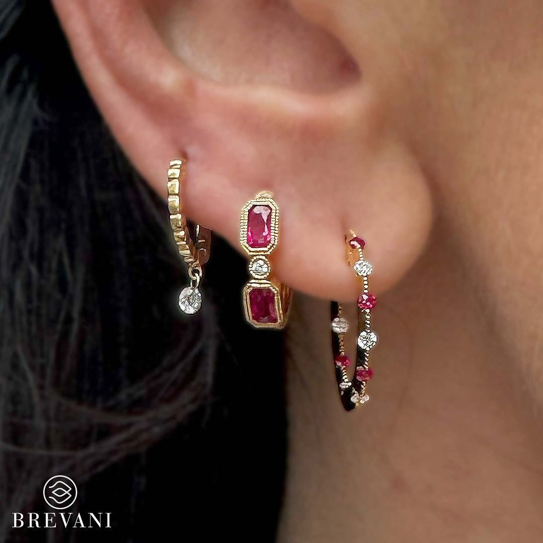 Ruby & Diamond Hoop Brevani Earrings