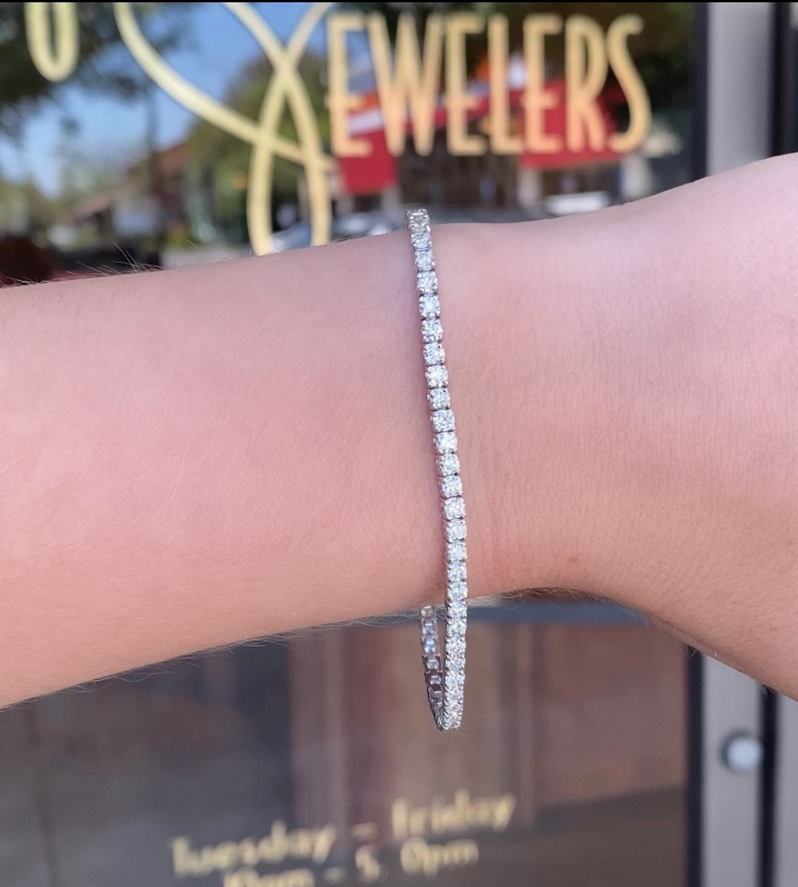 14k White Gold 8.94 Cttw Round Brilliant Cut Diamond Tennis Bracelet –  Exeter Jewelers