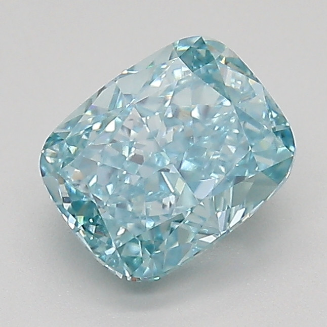 1.36ct Lab Grown Fancy Ice Blue Cushion Cut Diamond, VVS2 Clarity