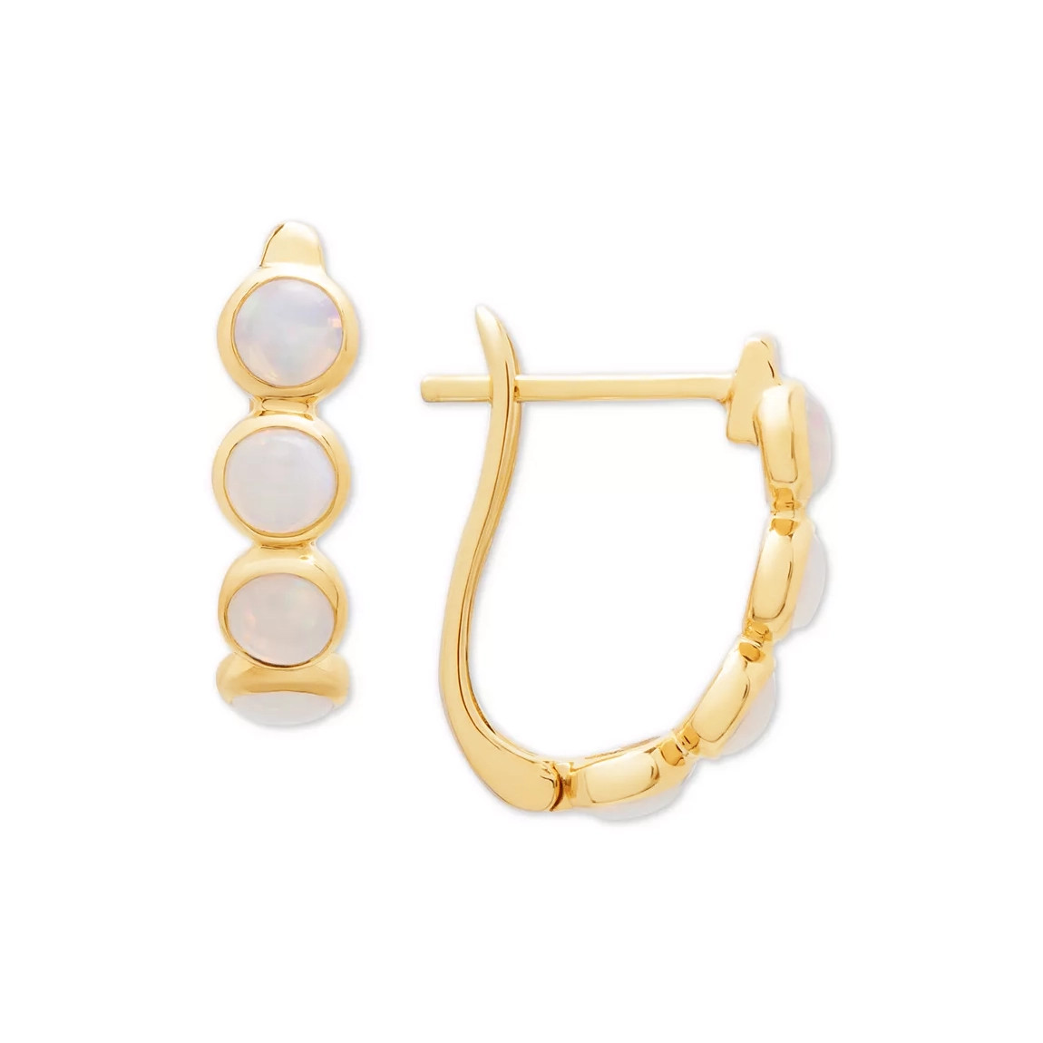 14k Gold Opal Huggie Hoops