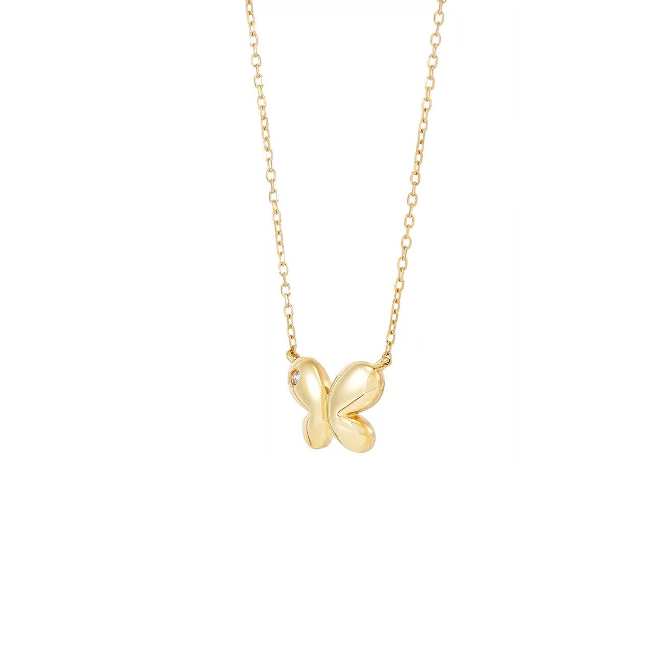 Yellow Gold Diamond Butterfly Necklace