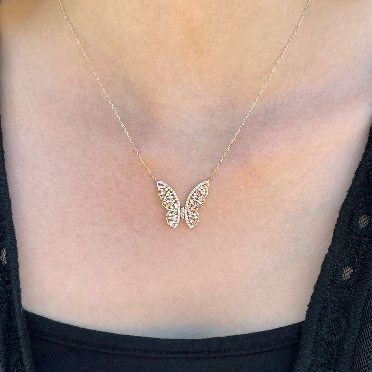 Diamond Butterfly Pendant Set in 14 Kt. Gold, KC Design