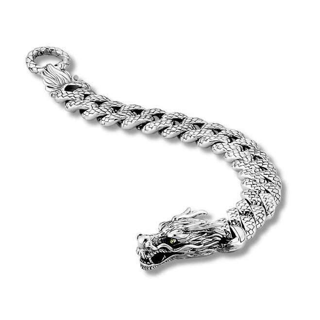 Sterling Silver Jailo Dragon Bracelet by Samuel B - Mens Dragon
