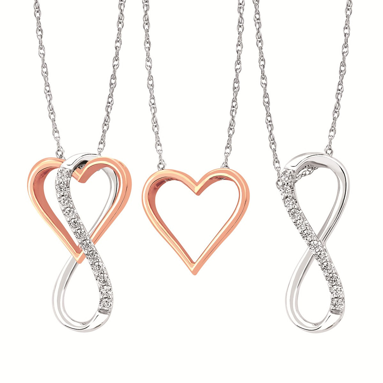 10K Two-Tone Gold 3-in-1 Heart Infinity Pendant