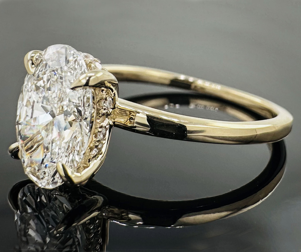 14K Yellow Gold Lab Created 1.60ctw Oval Diamond Engagement Ring