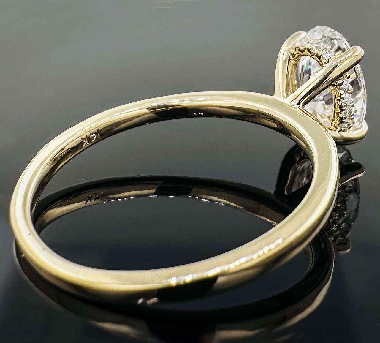 14K Yellow Gold Lab Created 1.60ctw Oval Diamond Engagement Ring