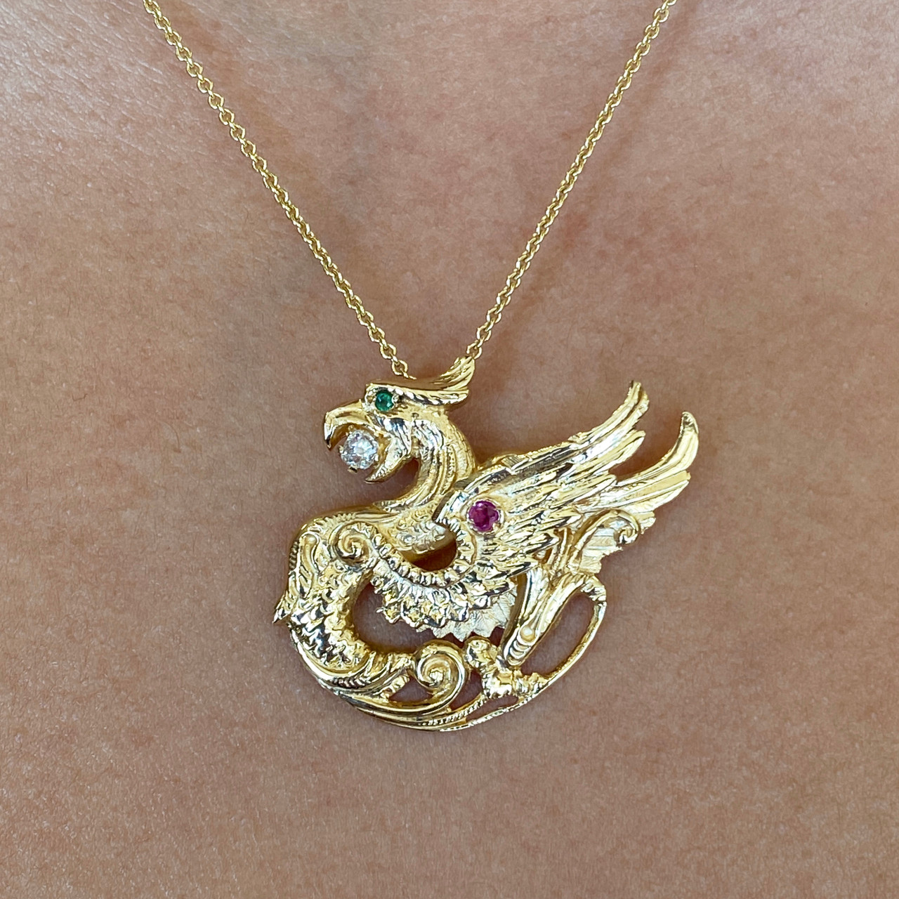 Art Nouveau Reproduction - 14K Gold Griffin Pendant