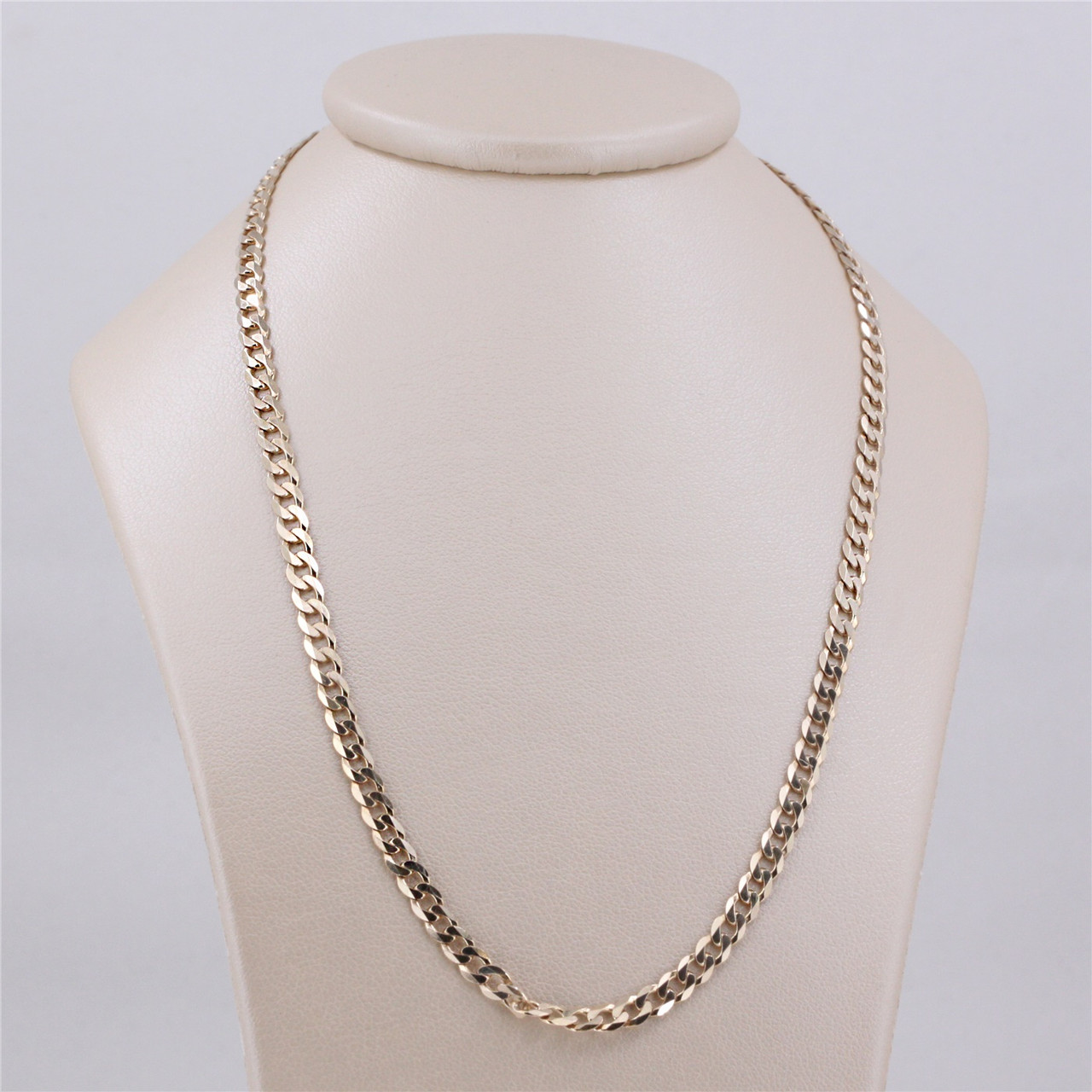 10K Yellow Gold Beveled Curb Link Chain 