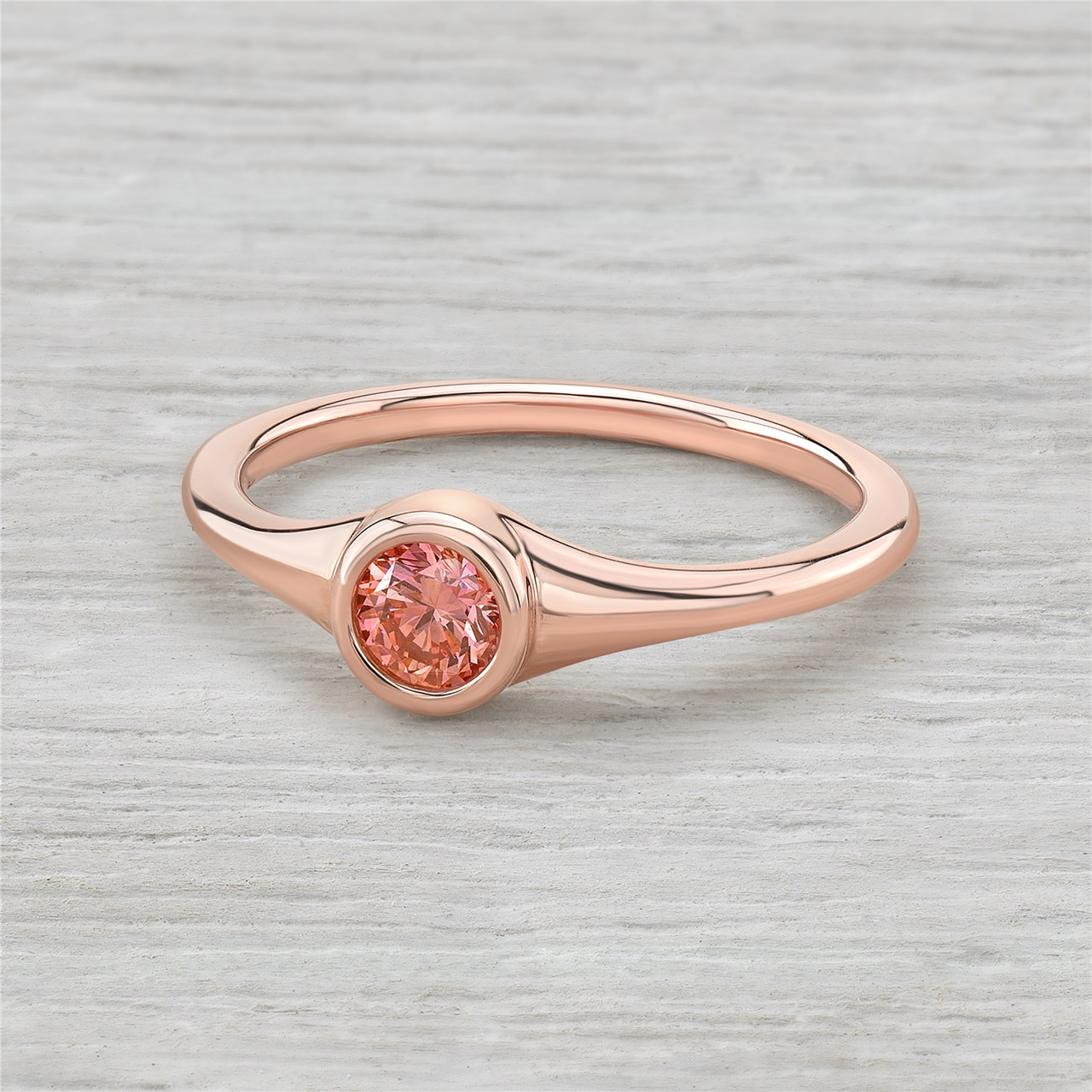 Pink Diamond Bezel Set Ring in 14K Rose Gold (only $875)