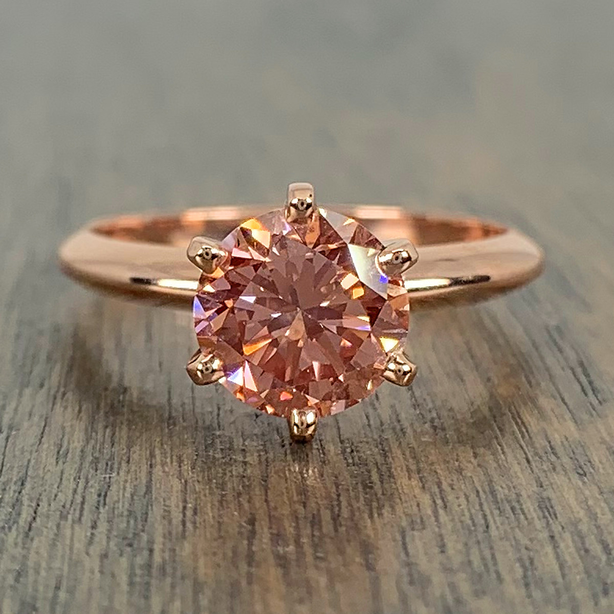 1.50ct Fancy Intense Orangey Pink Lab Grown Round Brilliant Diamond