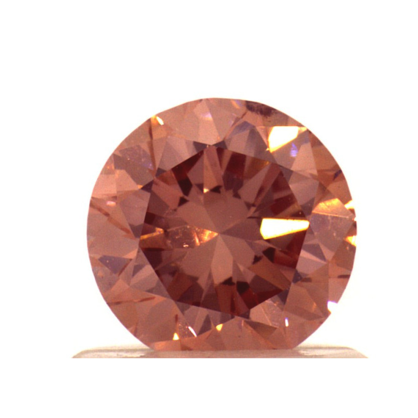 3/4ct Fancy Intense Orangy Pink Round Brilliant Diamond, IGI