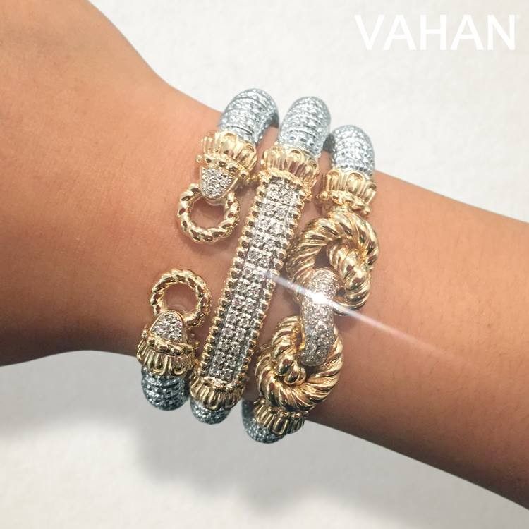 Diamond Bangle Bracelet by Alwand Vahan, 8mm - Vahan