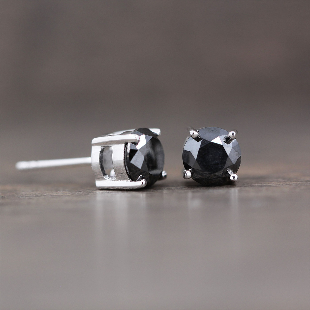 2ctw Black Diamond Stud Earrings