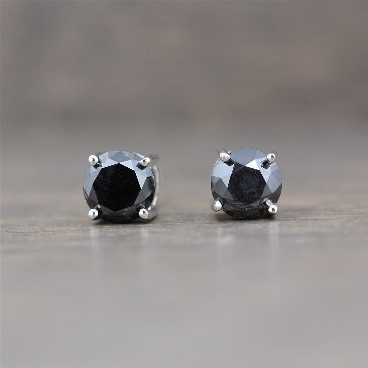 2ctw Black Diamond Stud Earrings