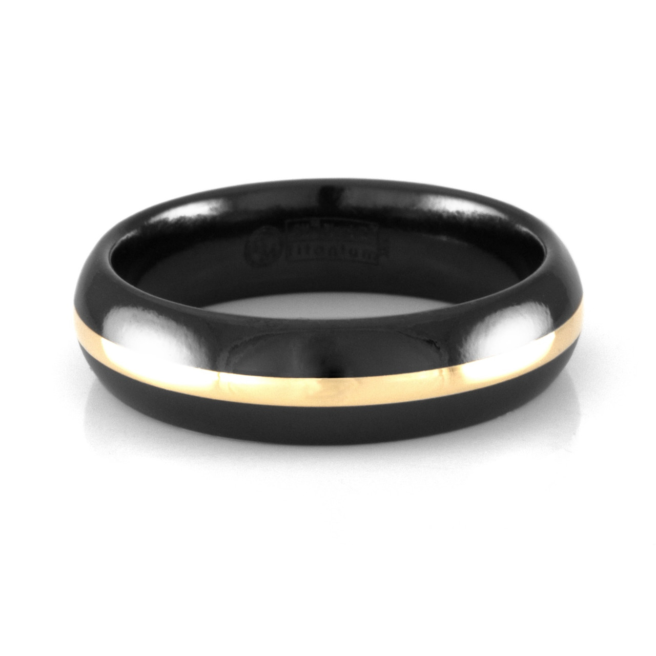 Edward Mirell Black Titanium Ring with 14K Yellow Gold