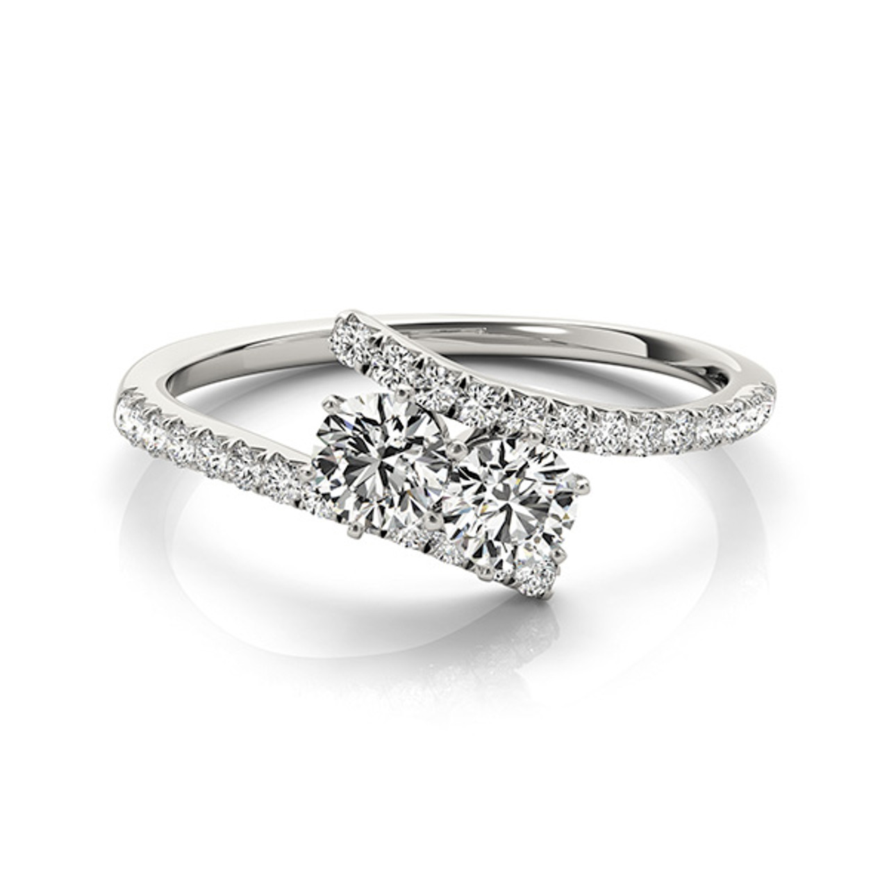 Bypass Design Two Stone Diamond Ring