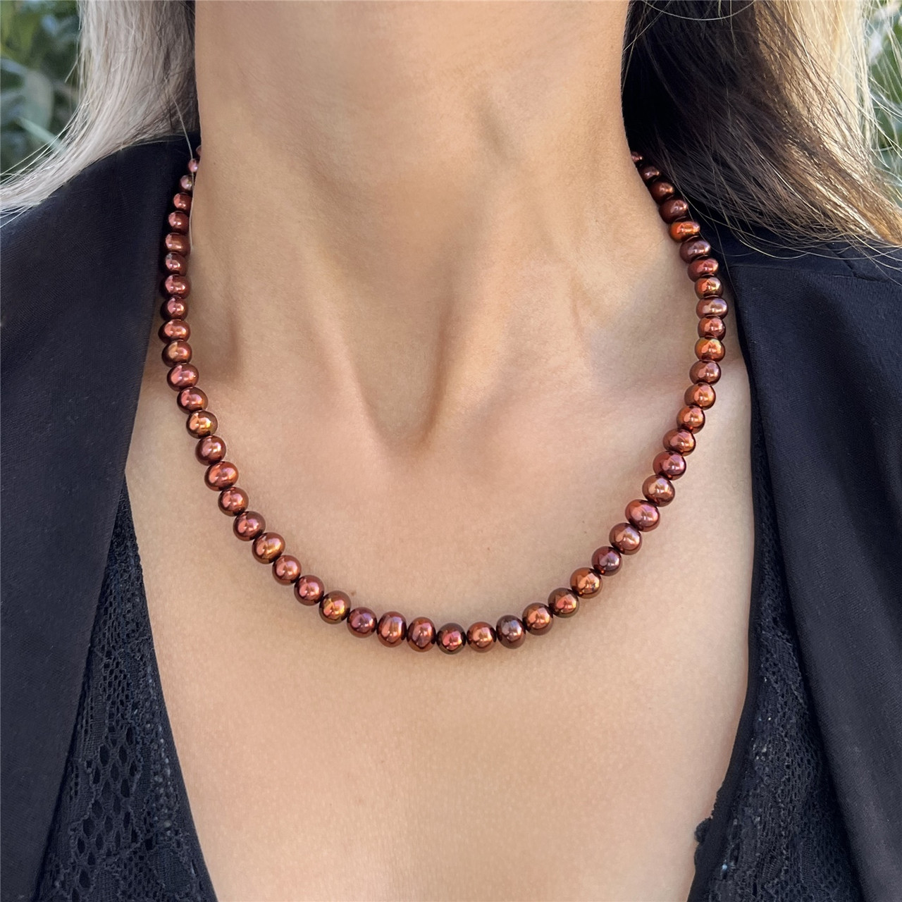 Cinnamon Chocolate Pearl Necklace