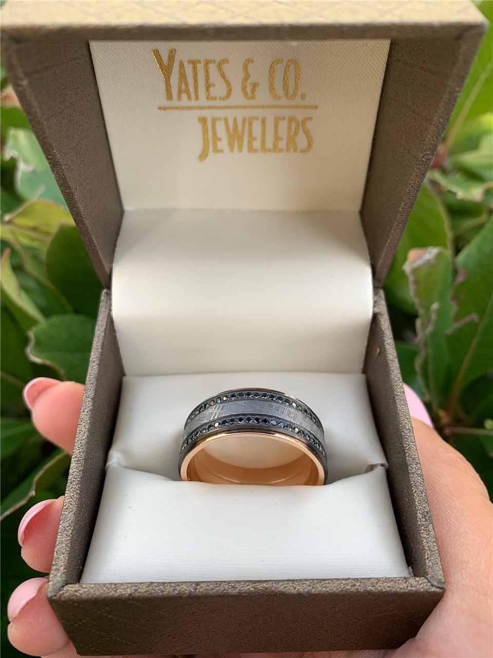 Diamond Rings Titanium Rings 7mm Men's Titanium Black Grooved Diamond Ring  at Elma Jewellery Mobile Site