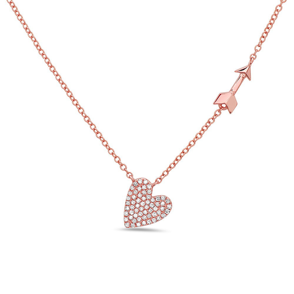 14K Rose Gold Diamond Heart and Arrow 