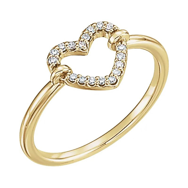 14K Gold Open Heart Diamond Ring - Main Image