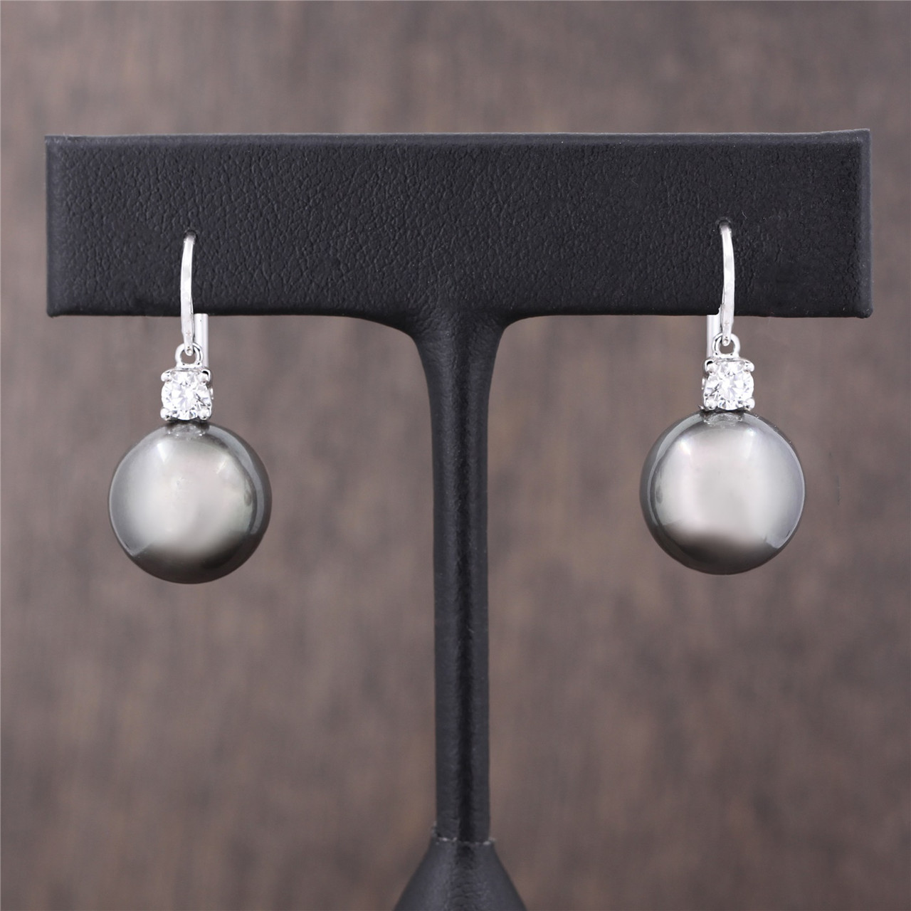 18kt white gold Twilight Tahitian pearl and diamond earrings