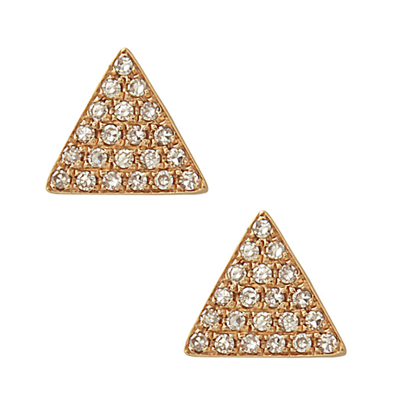 14K Gold and Diamond Triangle Earrings by Bassali