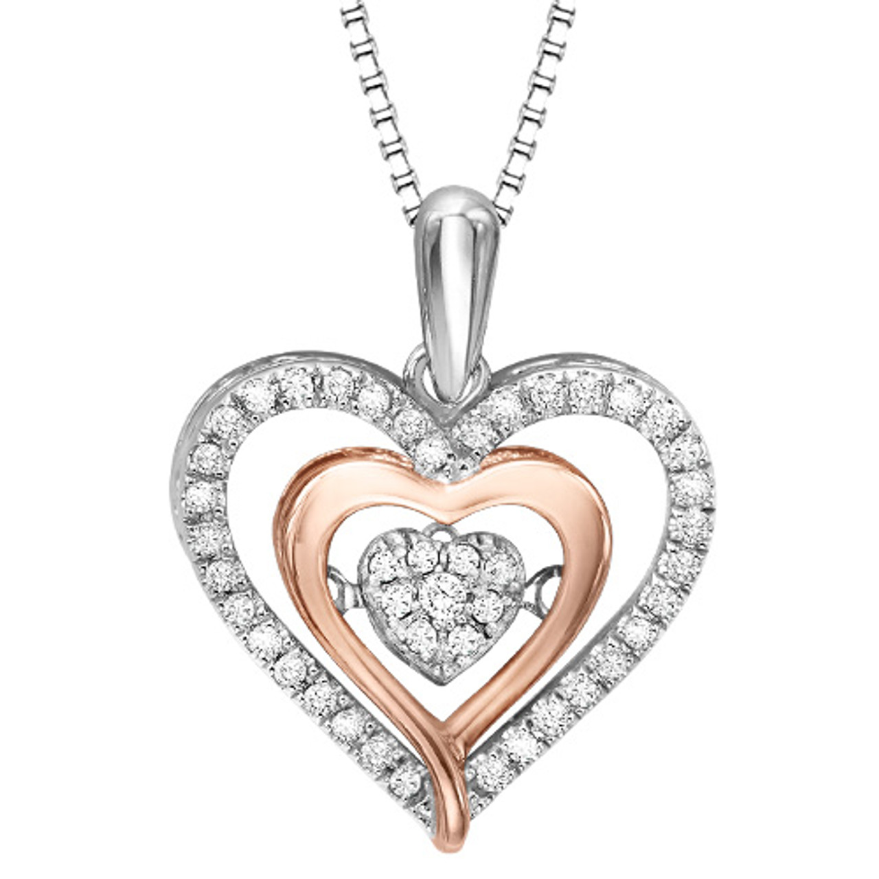 Rose Gold & Diamond Heart Rhythm of Love Necklace - Diamonds in Rhythm ...