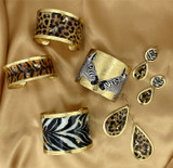 22k Gold Leaf & Enamel Zebra Profile Cuff Bracelet by Evocateur