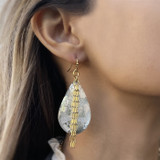 Evocateur Enamel & 22k Gold Leaf, Silver Leaf Delia Chain Earrings