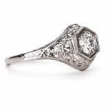 14K White Gold & Diamond Filigree Engagement Ring by Hugo Kohl