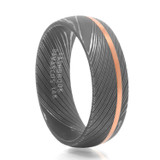Lashbrook Damascus Steel & Rose Gold Wedding Band - KOBE