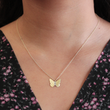 Meira T Gold Butterfly Necklace With Diamonds