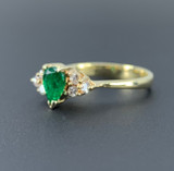 Estate Pear Shape Emerald & Diamond Ring