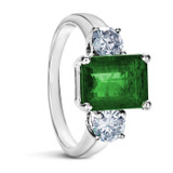 Esmeralda - Vintage 18K White Gold, Emerald & Diamond Ring