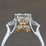 Ladies Platinum/18kt Yellow Gold Radiant Cut Diamond with Pear Shape Cut Diamond Engagement Ring