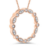 10kt Rose Gold and Diamond Circle Pendant Necklace