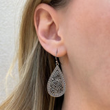 Sterling Silver Filigree Design Pear Shape Earrings by Samuel B
