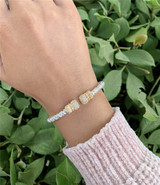 14k Yellow Gold & Sterling Silver Diamond & Moiré Beading Bangle by Alwand Vahan